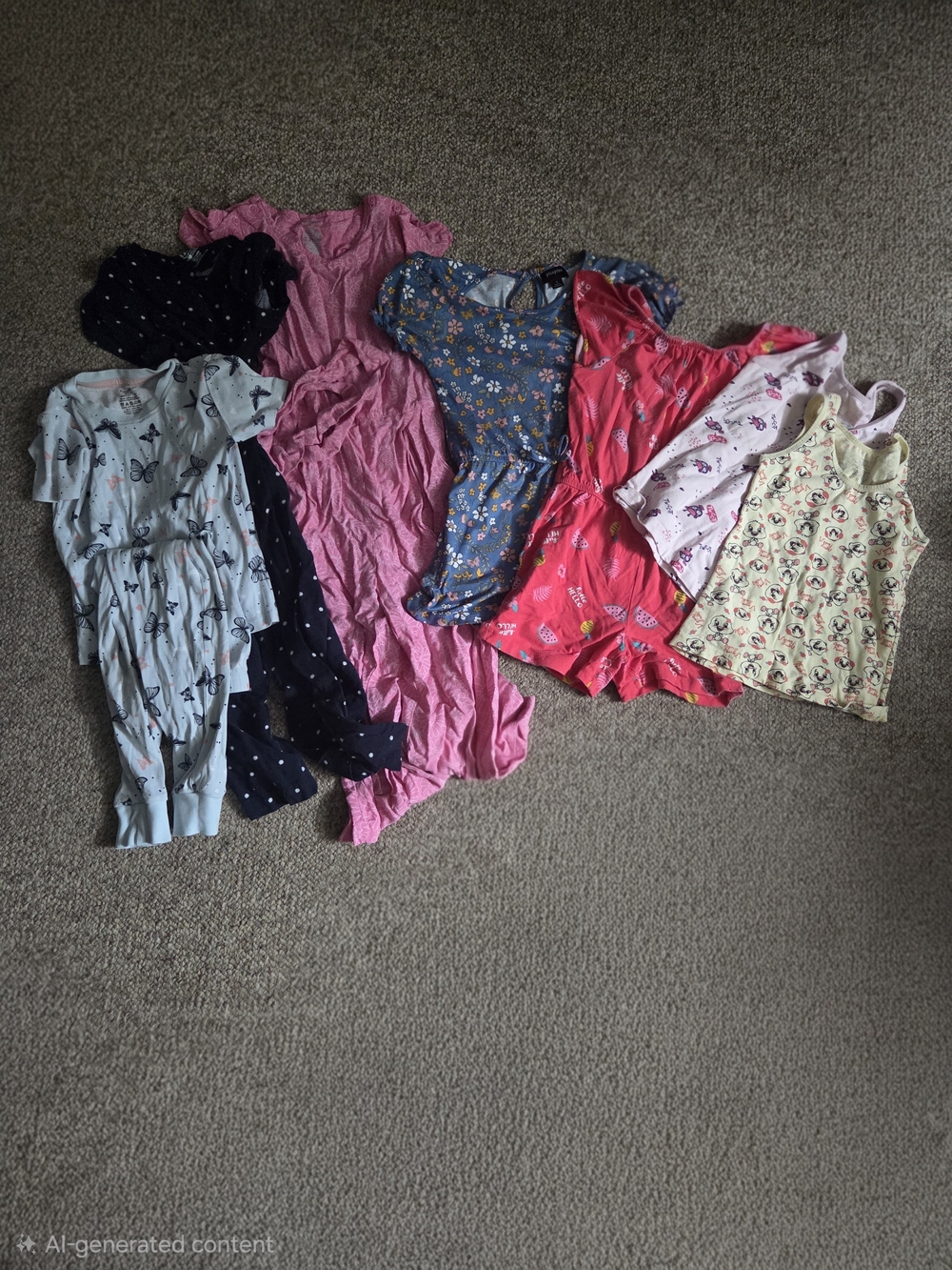 Mixed Girls' Romper/PJ/tank Lot Sizd 6-Multicolor